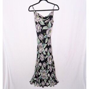 Vintage 90 Y2K Nostalgia sz. S Evening Maxi Dress Cowl Neck Floral Whimsigoth